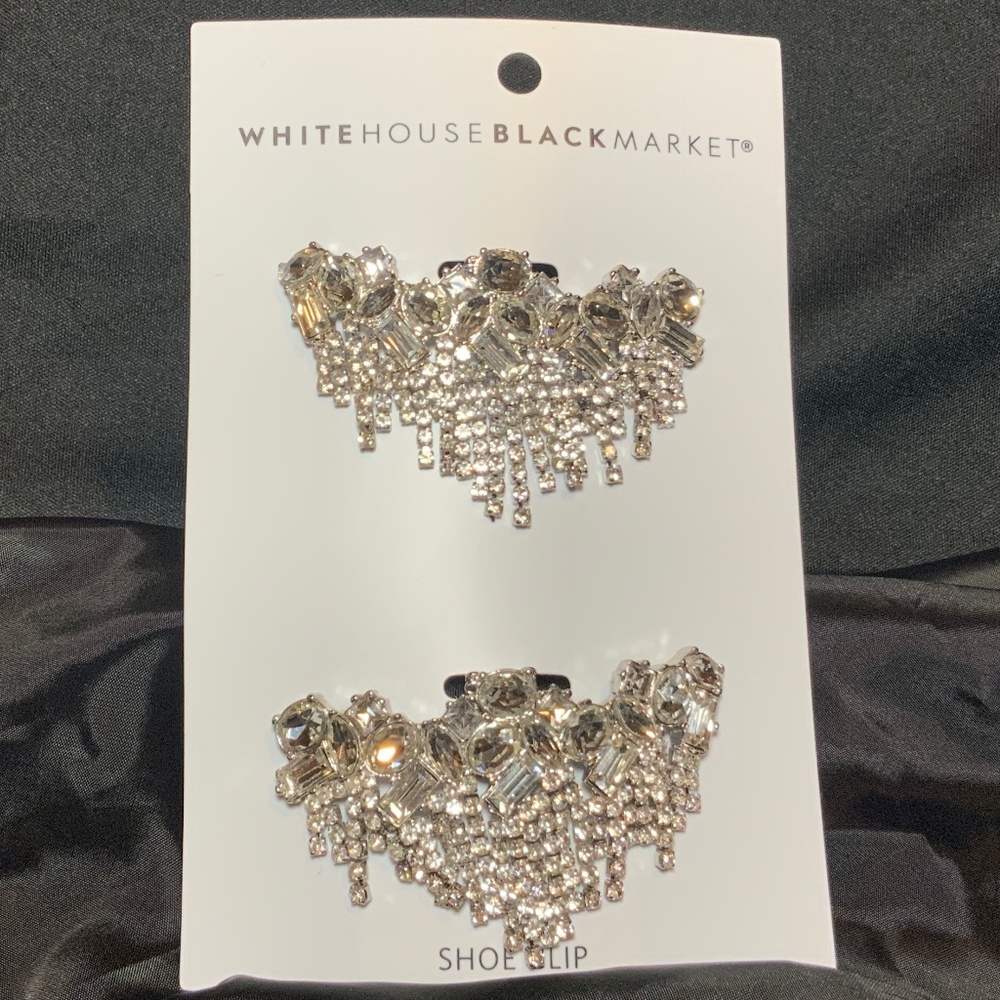 WHITE HOUSE BLACK MARKET SHOE CLIP , SILVER and BLACK & SILVER W/ CRYSTAL